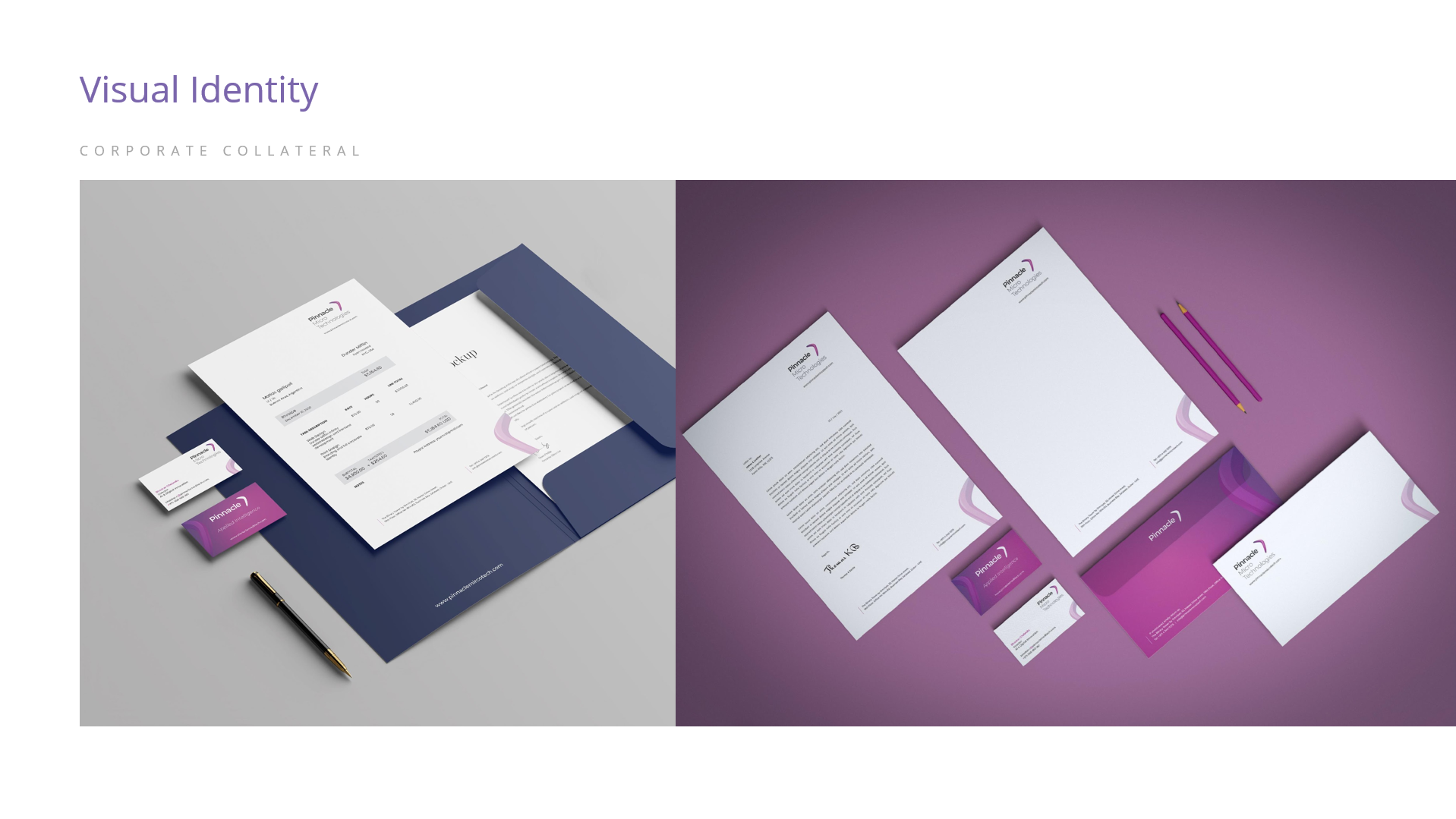 PMT corporate brand identity collateral design by Madafu — letterhead, folder, envelope and business cards
